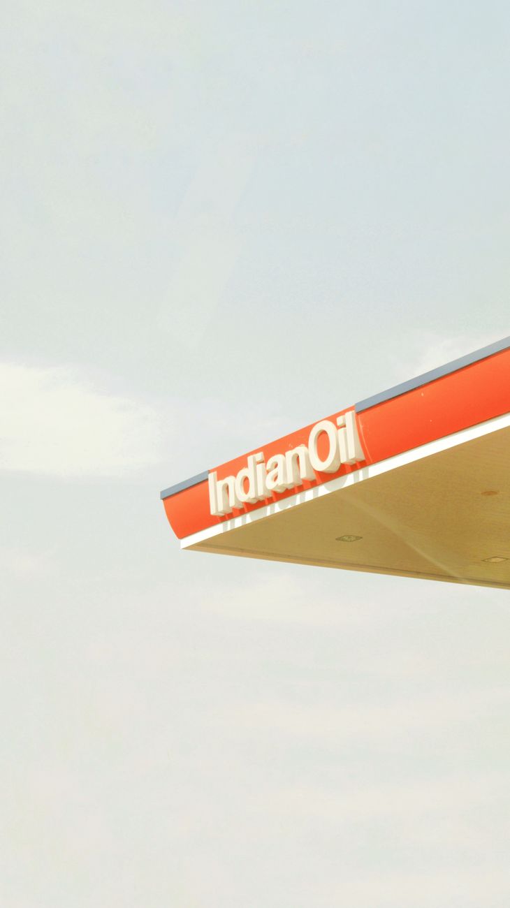 the roof of a gas station